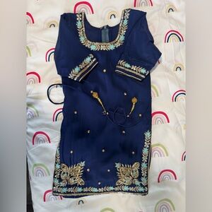 Elegant Navy Blue Embroidered Dress